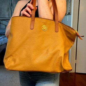 Joy Mangano Brown Tote With Bonus Shopping Tote